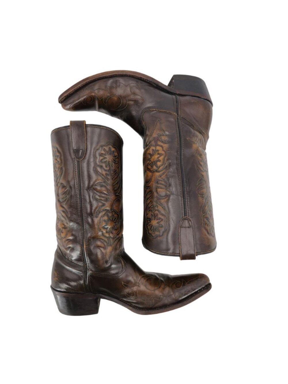 Vintage Unbranded Cowboy Western Boots Mens size 9D Brown Leather Distressed - Picture 8 of 13